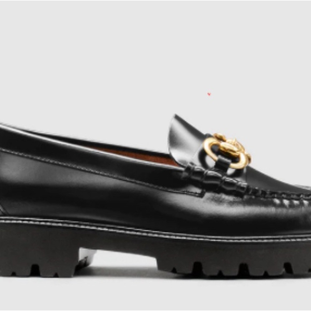 G.H. Bass & Co. Black Leather Loafers with Gold Accent - Picture 2 of 5